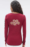 Signature "Alpen Schatz" Swiss Edelweiss Henley - Red