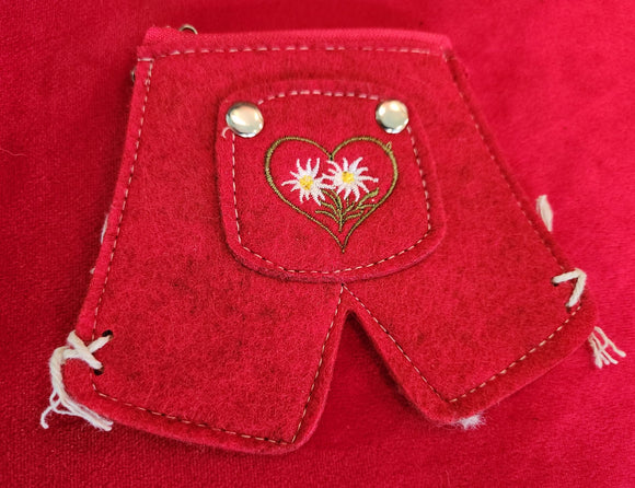 Swiss Boiled Wool Change Purse -  Red