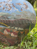 XL Vintage Swiss Cowbell: Hand-painted with Alpine Village Scenes