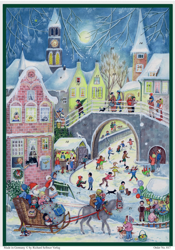 Traditional German Advent Calendars - Old World Scenes with Santa